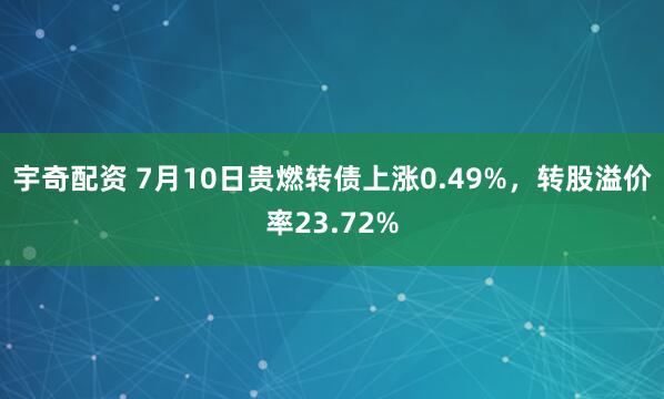 宇奇配资 7月10日贵燃转债上涨0.49%,转股溢价率23.72%